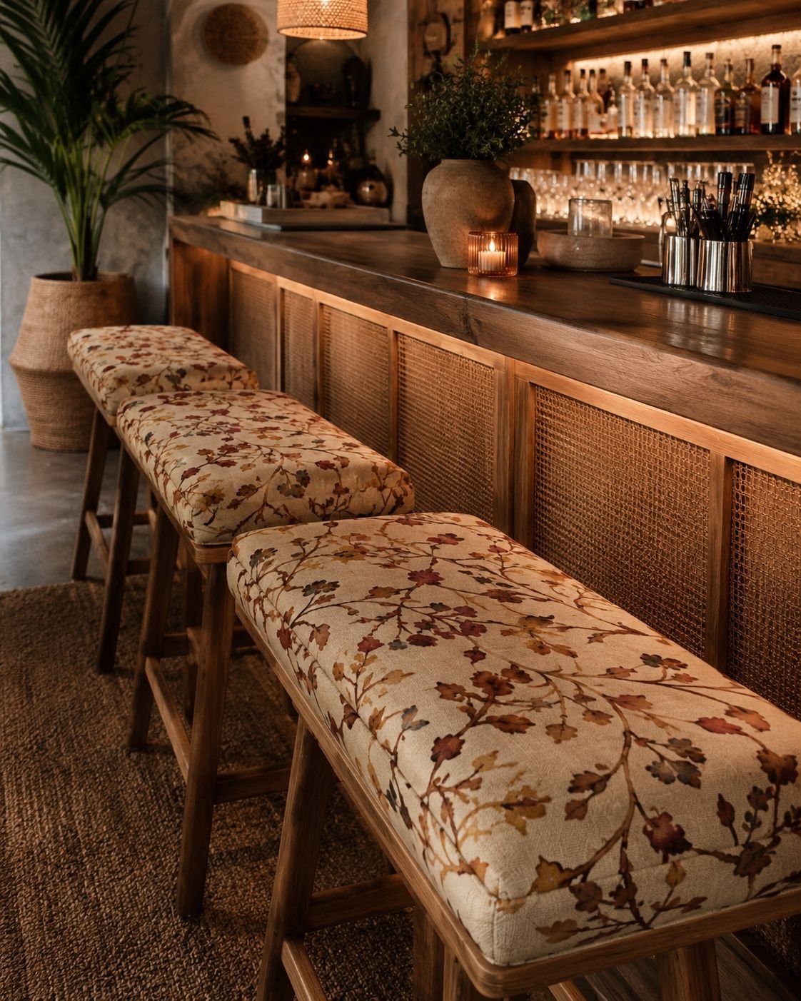 Patterned upholstered seating