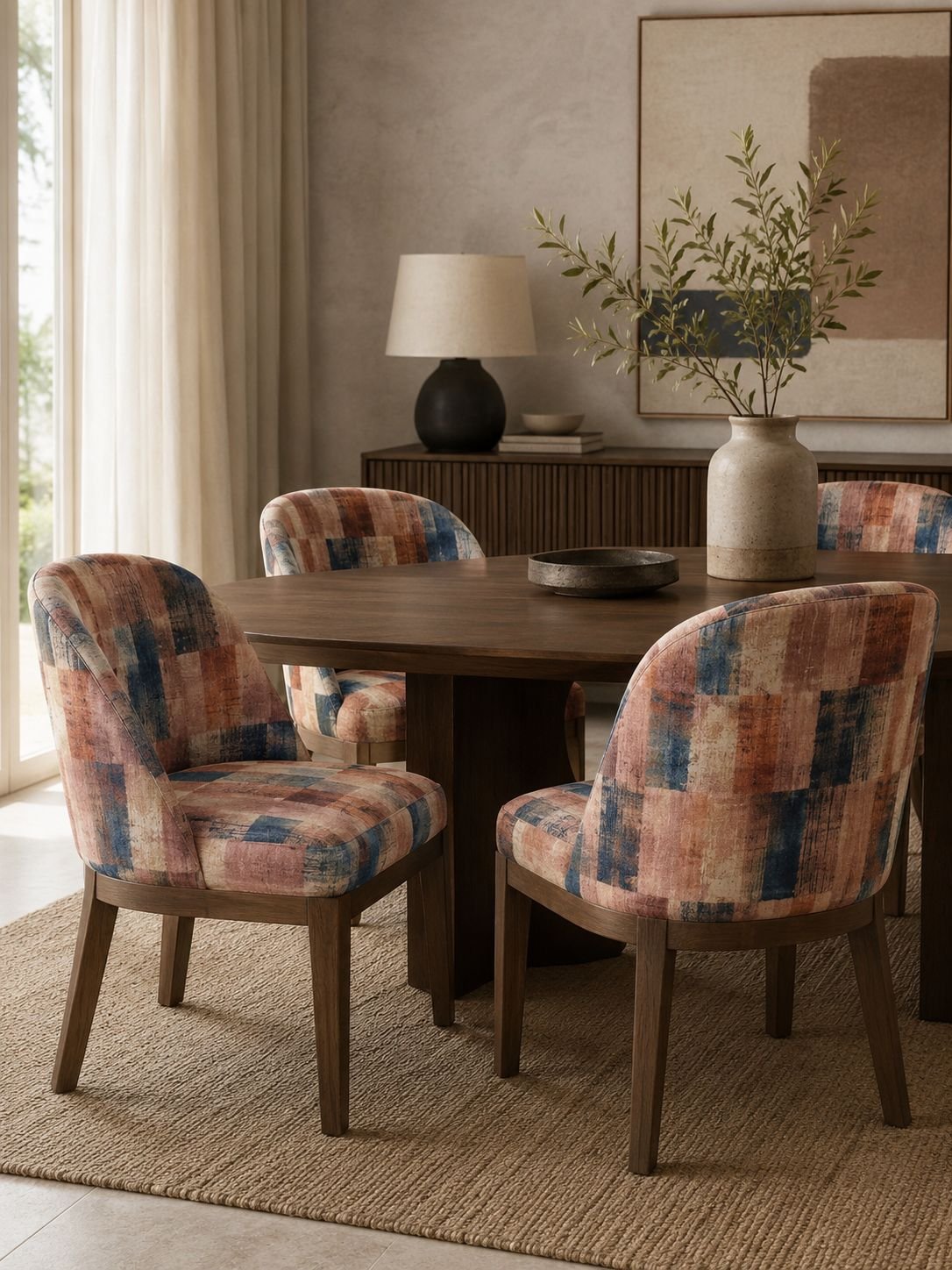 Patterned dining chairs