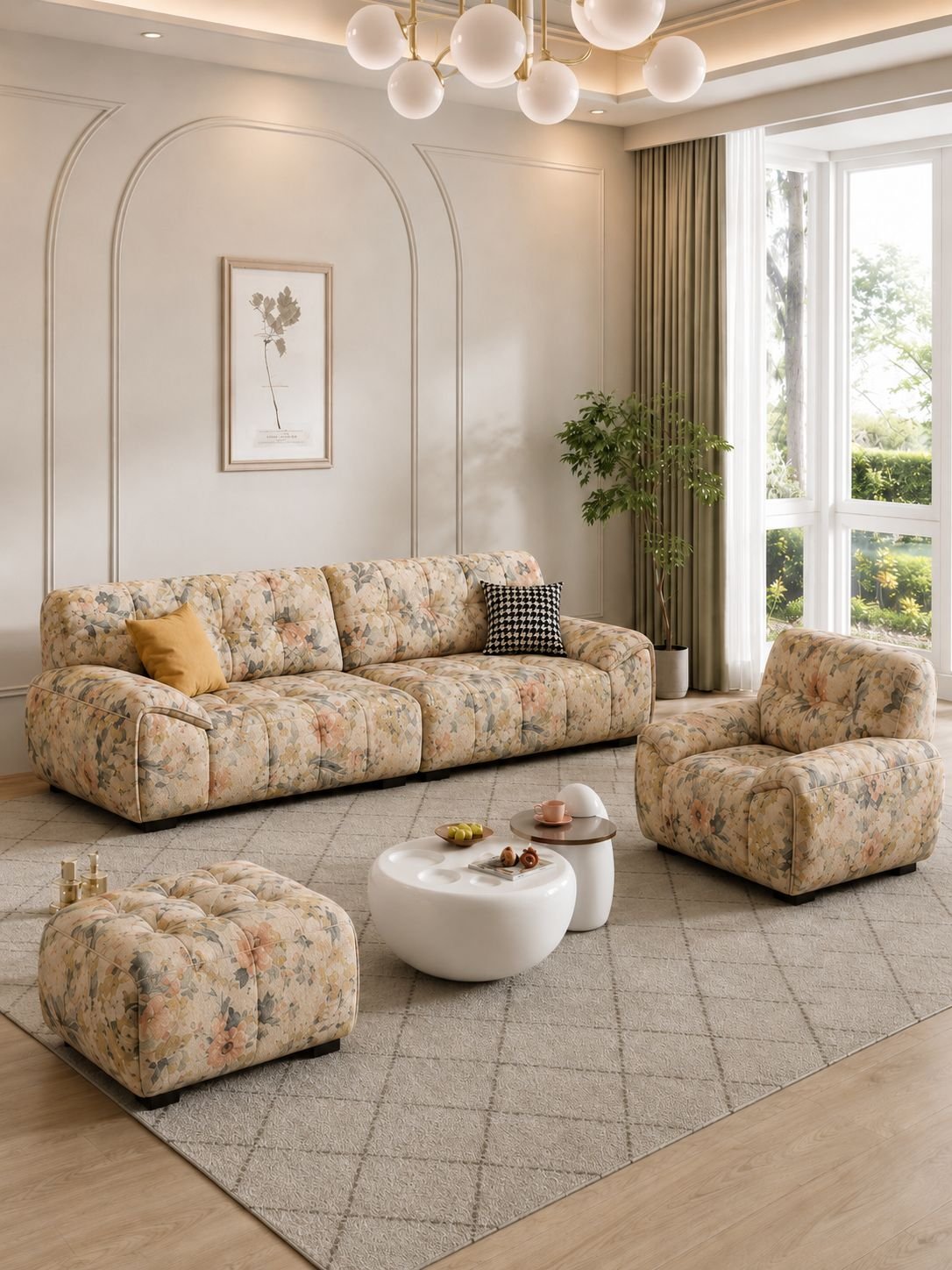 Floral upholstered living room